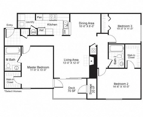 3 bed 2 bath at Paces Pointe Apartment Homes, Matthews, NC, 28105